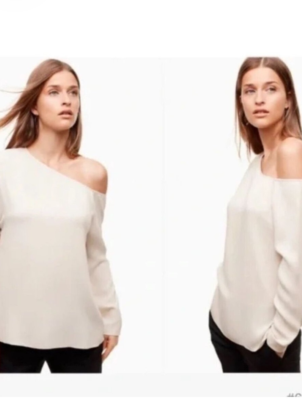 Aritzia Babaton Burk one off Shoulder Blouse Cream Size Small